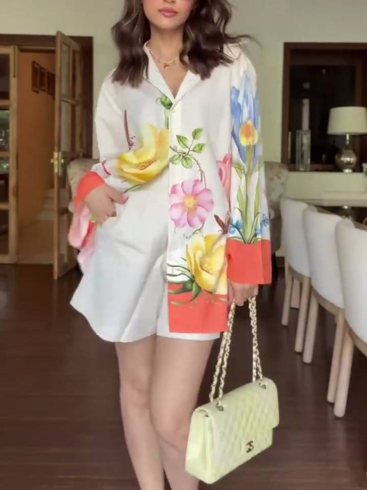 Ensemble chemise et short à imprimé unique