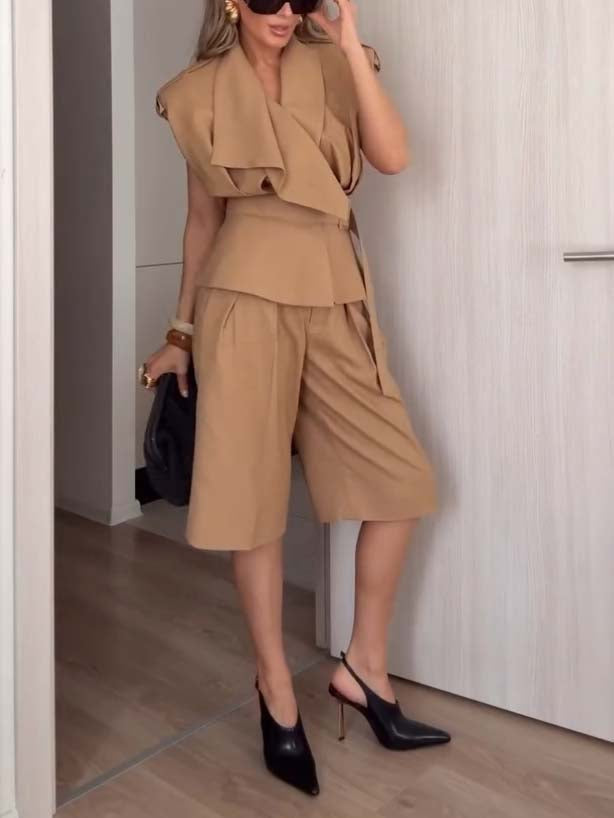 Vintage Gürtel Weste und Shorts Set - Weste
