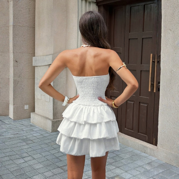 The Santorini Tiered Ruffle Mini Dress