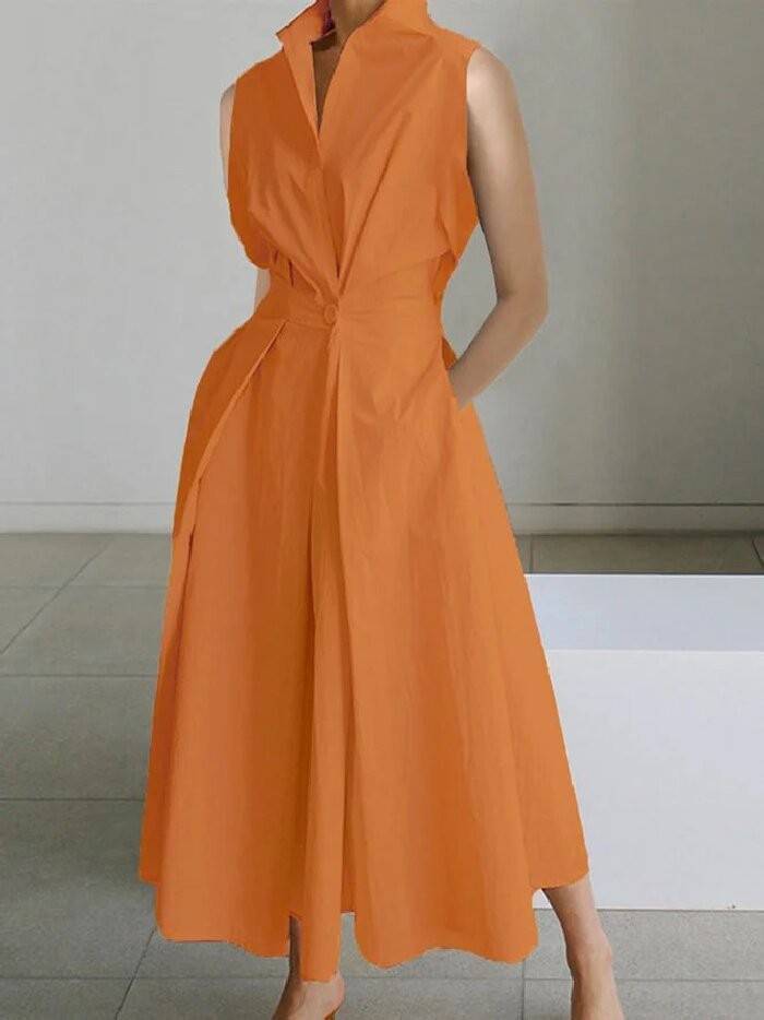 A-förmiges Kleid mit vertikalem Kragen und V-Ausschnitt