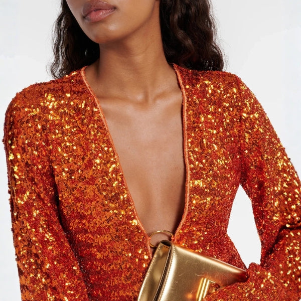 The Riviera Ring-Front Sequin Mini Dress