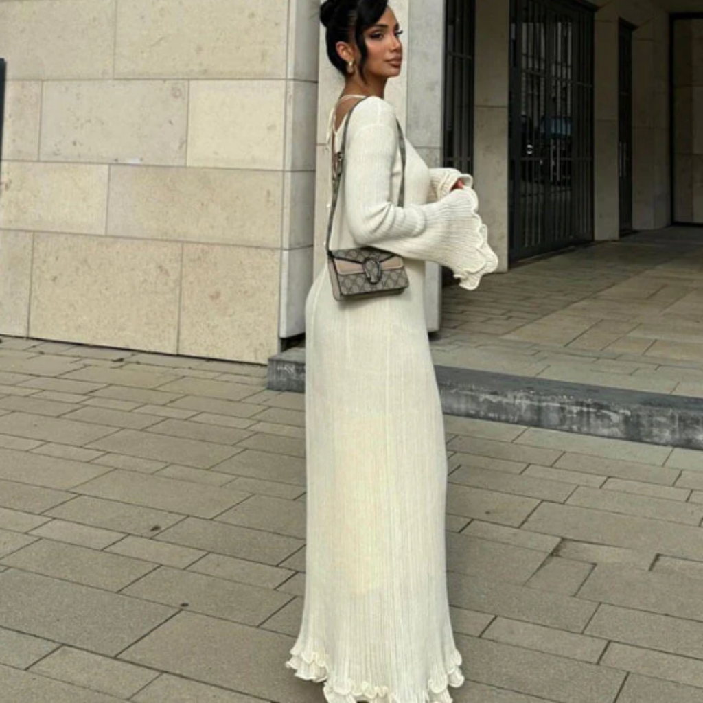 The Lucerne Pleated Knit Maxi Dress