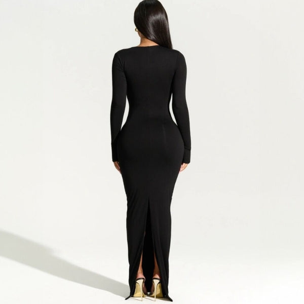 The Milan Asymmetrical Neck Maxi Dress