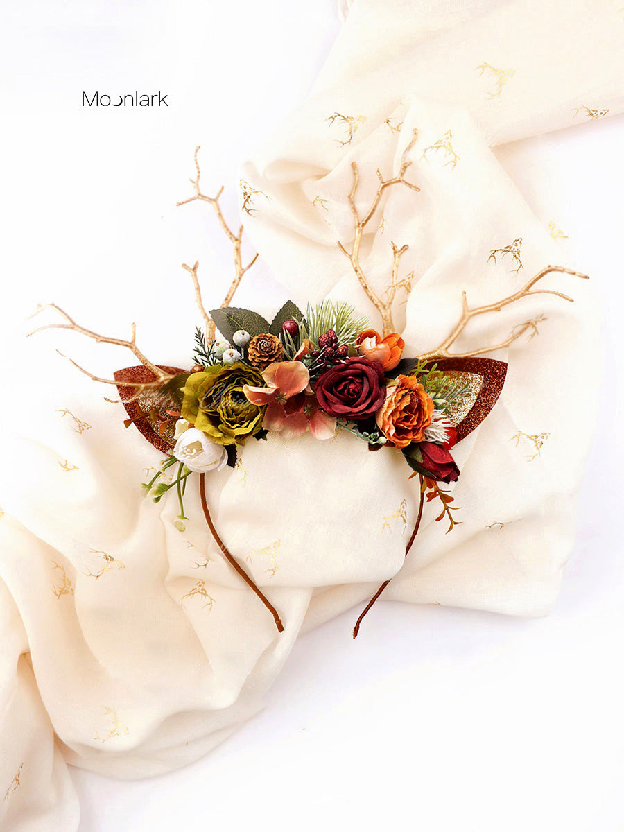 Serre-tête de Noël renne en terre cuite Sunset