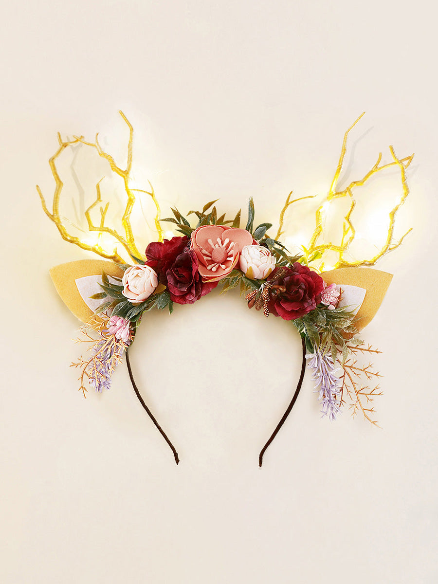 Lavender Flower Christmas Reindeer Headband