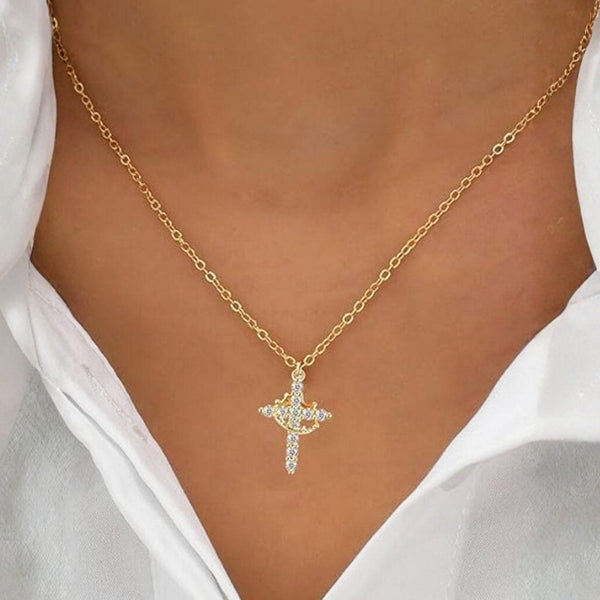 The Verona Crystal Cross Pendant Necklace