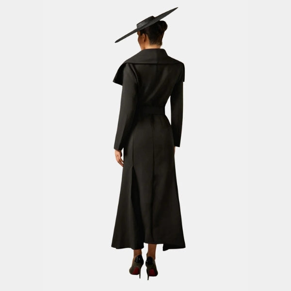 The Cressida Wide-Lapel Sculpted Belted Coat