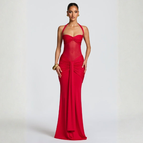 The Ravello Ruched Halter Maxi Dress