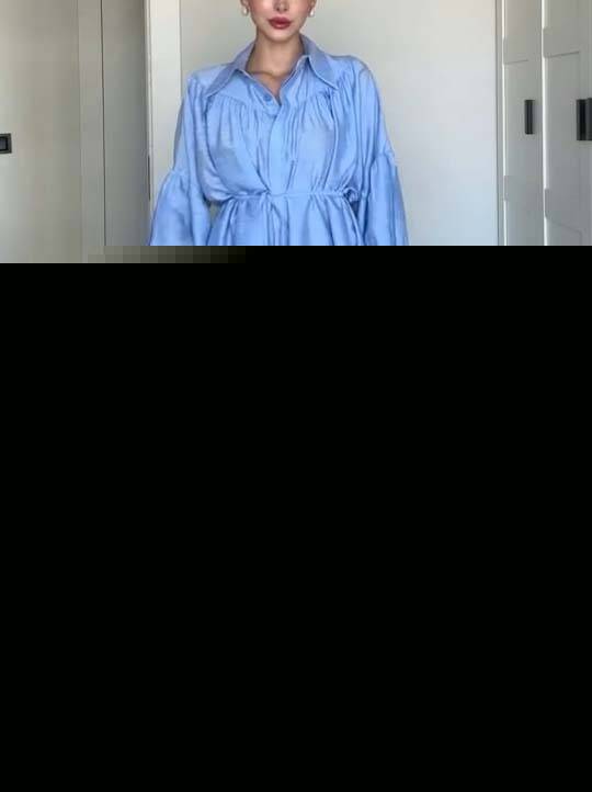 Loose Belt Shirt And Wide Leg Pants Suit-Shirt
