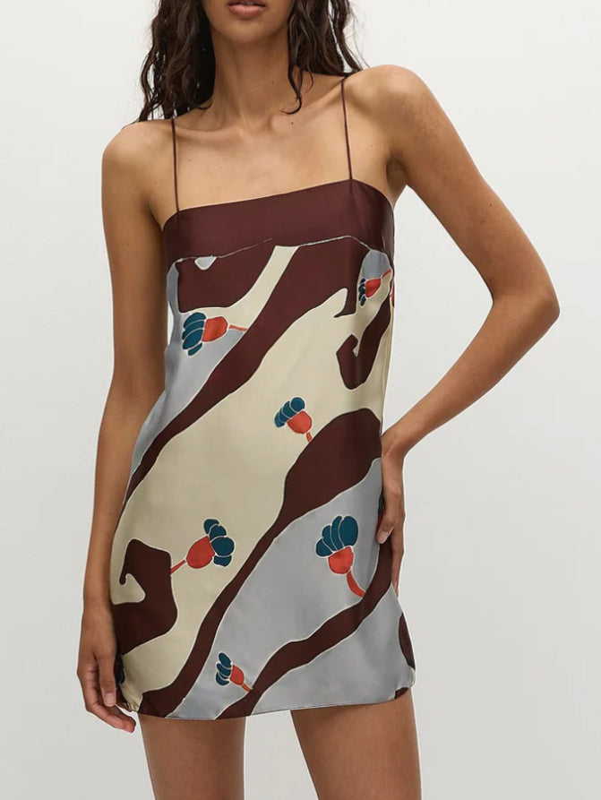 Einzigartiges Tanktop aus Satin mit abstraktem Blumendruck