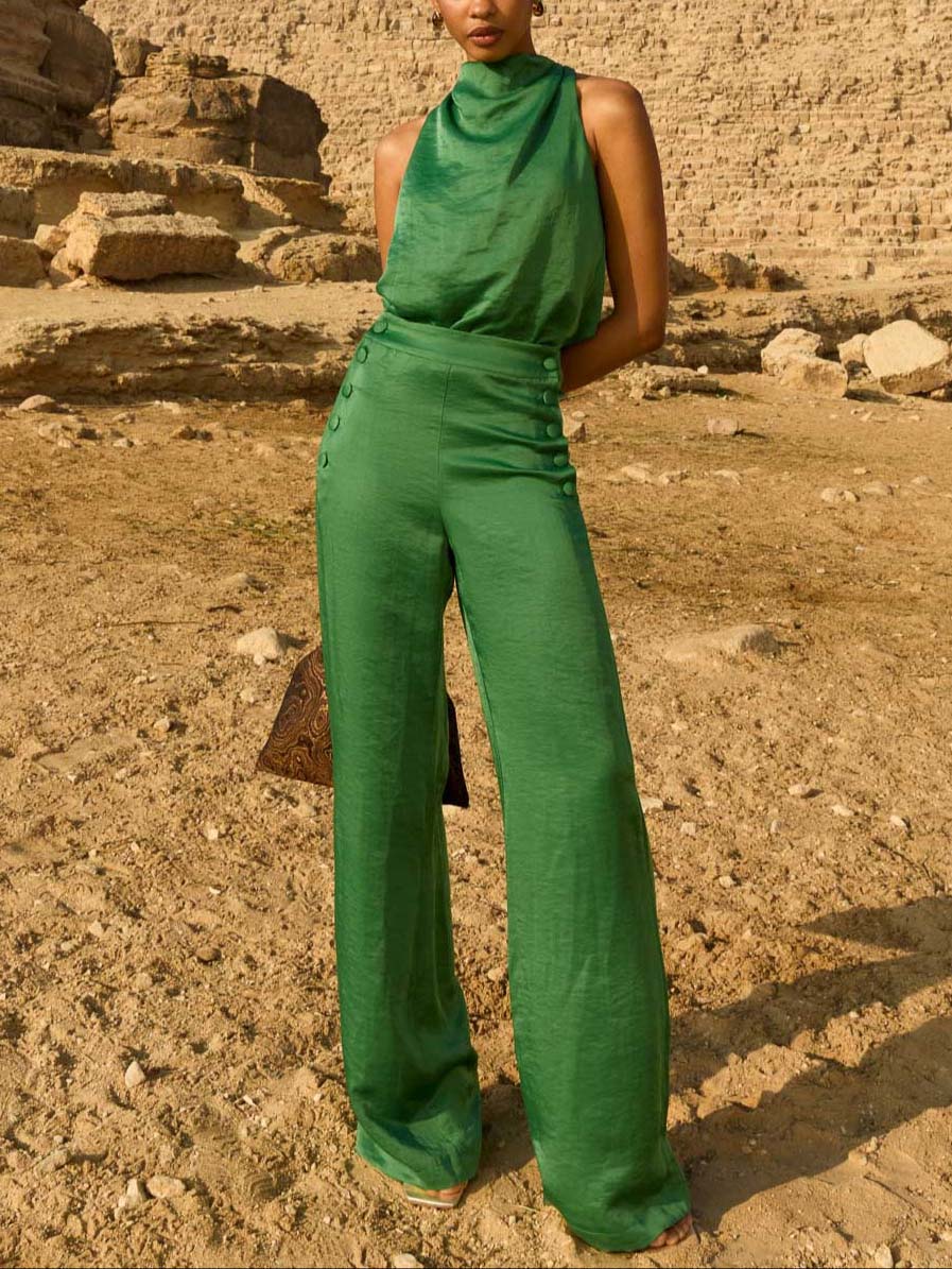 Pantalon droit boutonné à la mode