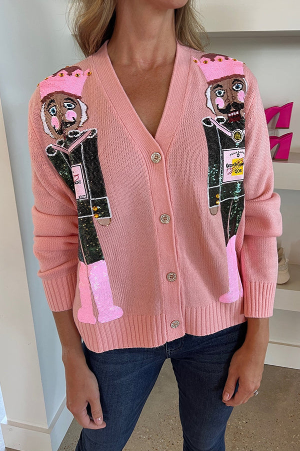 WHITE BUTTERFLY NUTCRACKER CARDIGAN Pink