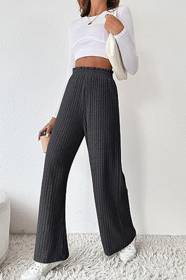 Casual loose knitted trousers Grey S