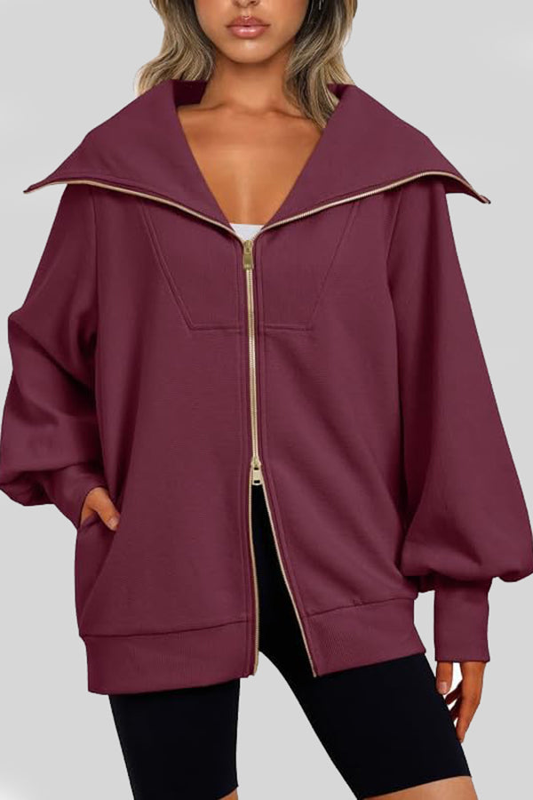 Efan Two Way Zip Pocket Jacket Red
