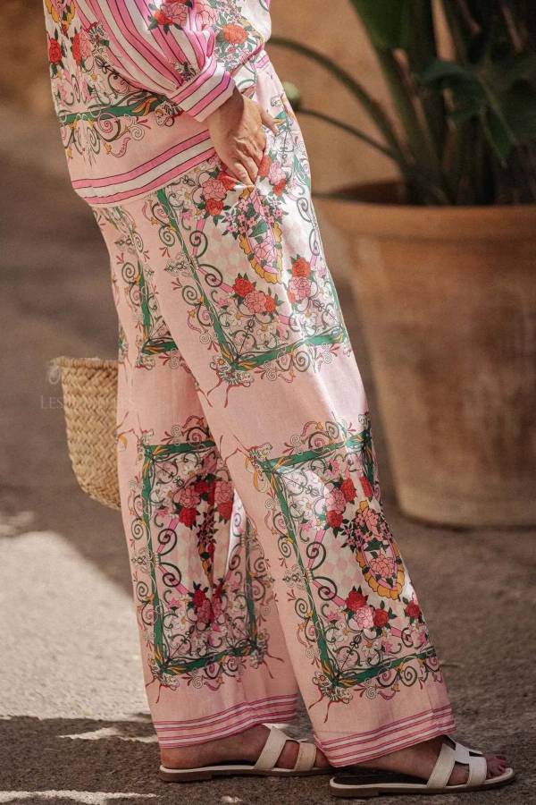 Printed Button Up Shirt and Pants Set