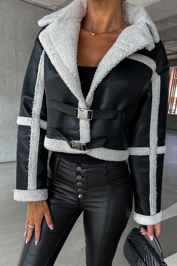 Venezia Buttoned Fur Long Sleeve Coat White