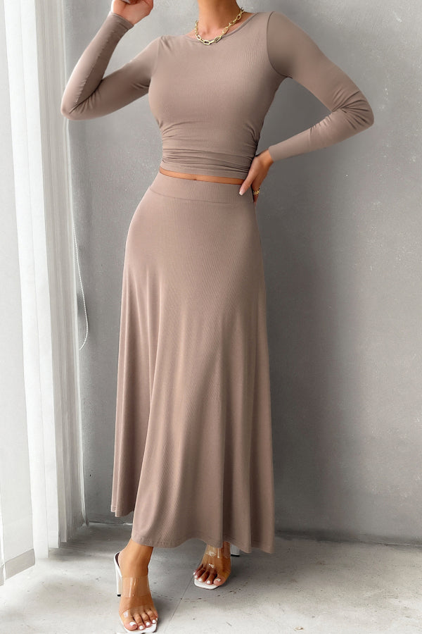 Women's Solid Color Slim Fit Two Piece Set