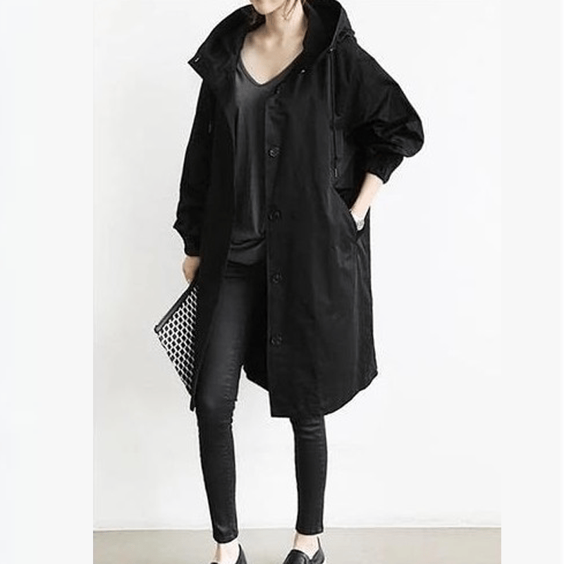 🔥Hot!Water Resistant Oversized Hooded Windbreaker Rain Jacket Black