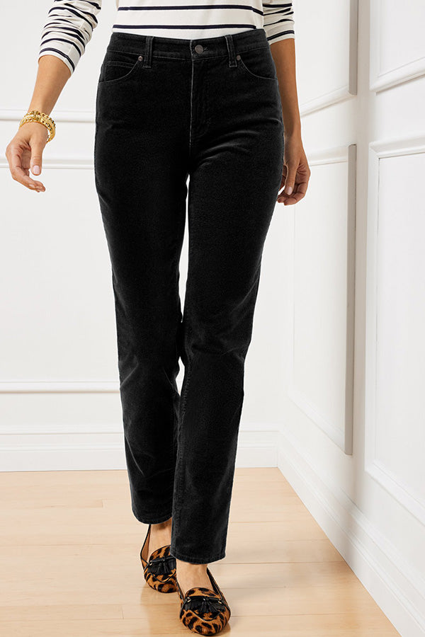 STRETCH CORDUROY STRAIGHT LEG PANTS Navy blue