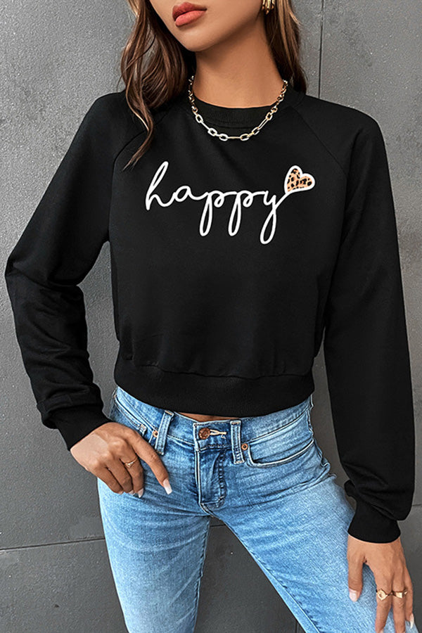 Cropped cropped crewneck letter sweatshirt Black