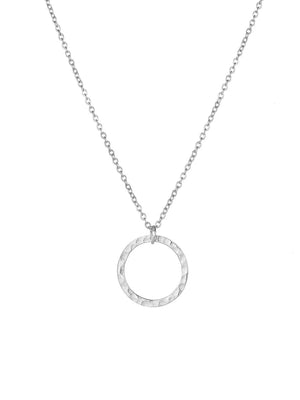 LUXE Organic Open Circle Necklace Silver one size