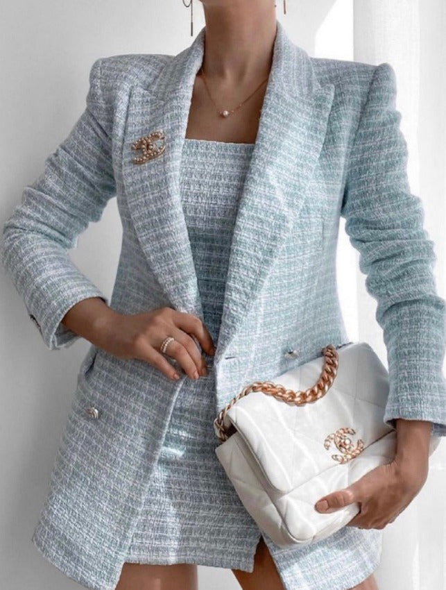 MILENA TWEED BLAZER Pastel Blue