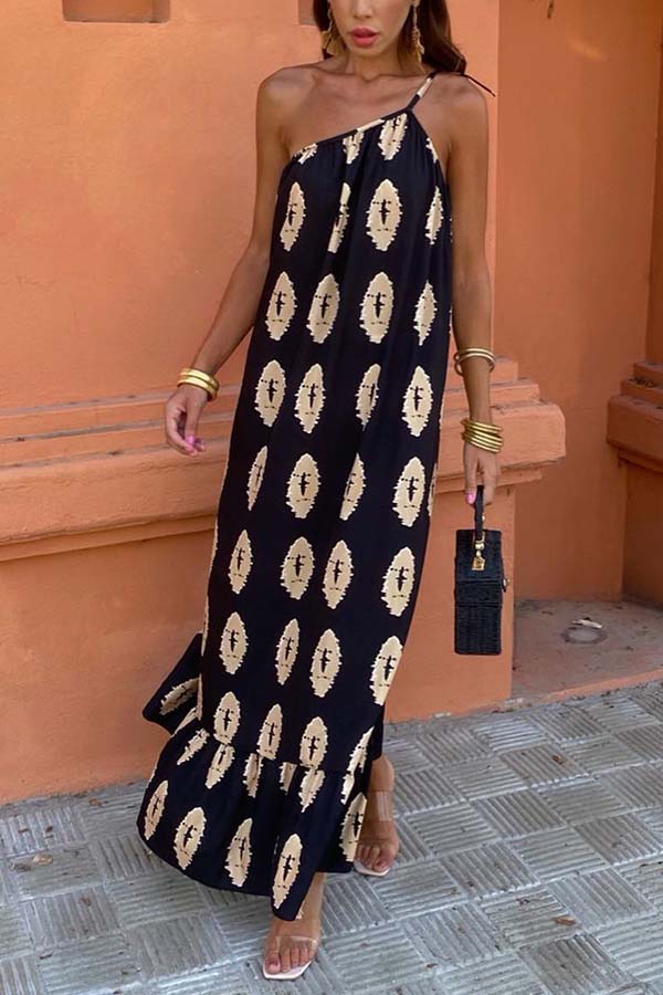 Round Neck Half Sleeve Long Solid Color Casual Cotton Linen Dress Black