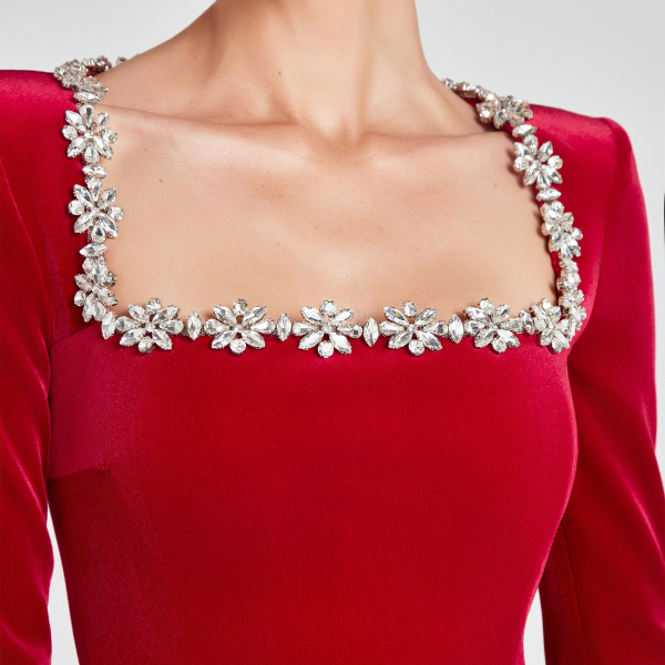 The Cannes Evening Structured Velvet Cocktail Dress