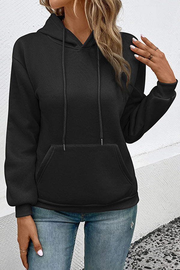casual hooded pullover sweater Black