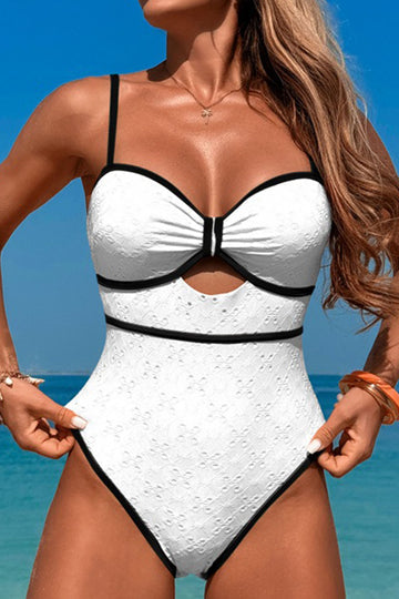 Premium Sexy Hollow One-Piece Swimsuit White