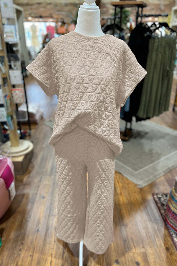 QUILTED CROP TRAVEL SET Cream