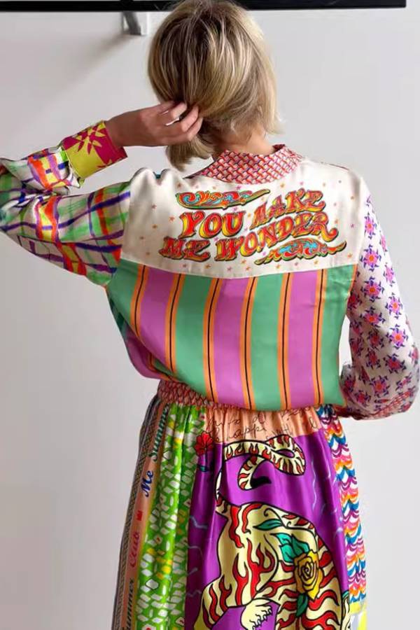 Playful Colorblock Print Long-Sleeve Shirt