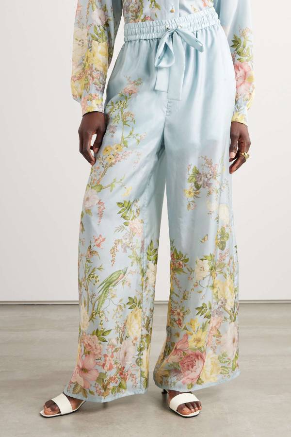 Waverly Printed Silk Straight-leg Pants Multicolor