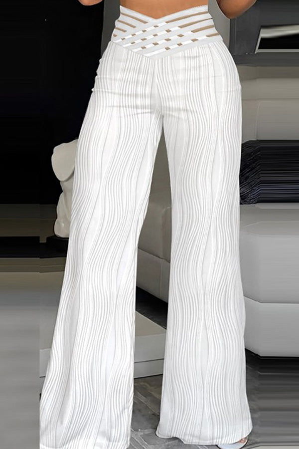 Casual Callings Drawstring Waist Pocketed Oversized Cargo Pants White