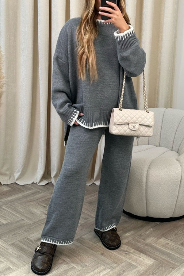LAVINIA GREY KNITTED JUMPER AND TROUSERS Grey