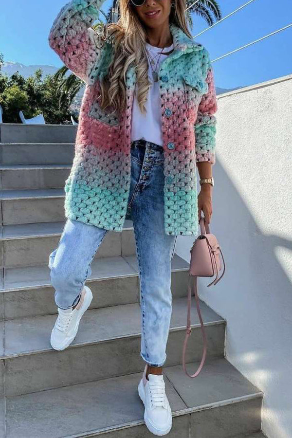 Fashion printed women's woolen jacket Green