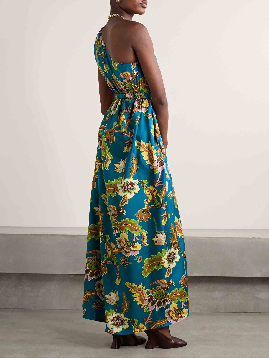 Robe longue unique à imprimé floral et à une épaule