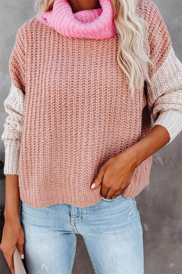 LOVING MY LIFE HIGH NECK LONG SLEEVE KNIT SWEATER Pink