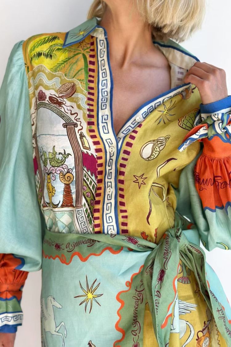 Casual Linen Shirt Collar Cardigan Two-Piece Set