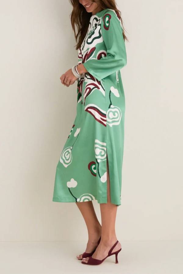 Fauvist Floral Hammered Satin Jamie Dress