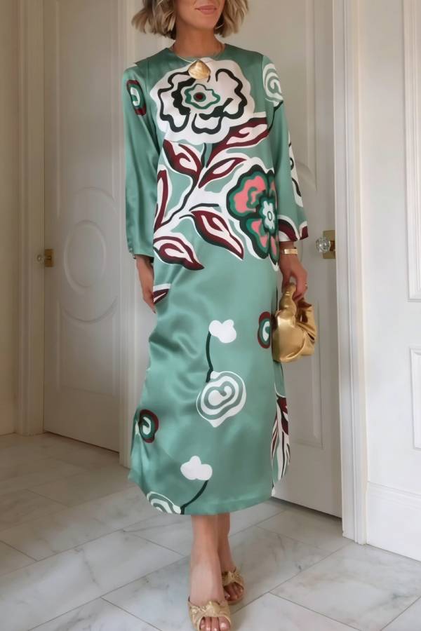 Fauvist Floral Hammered Satin Jamie Dress