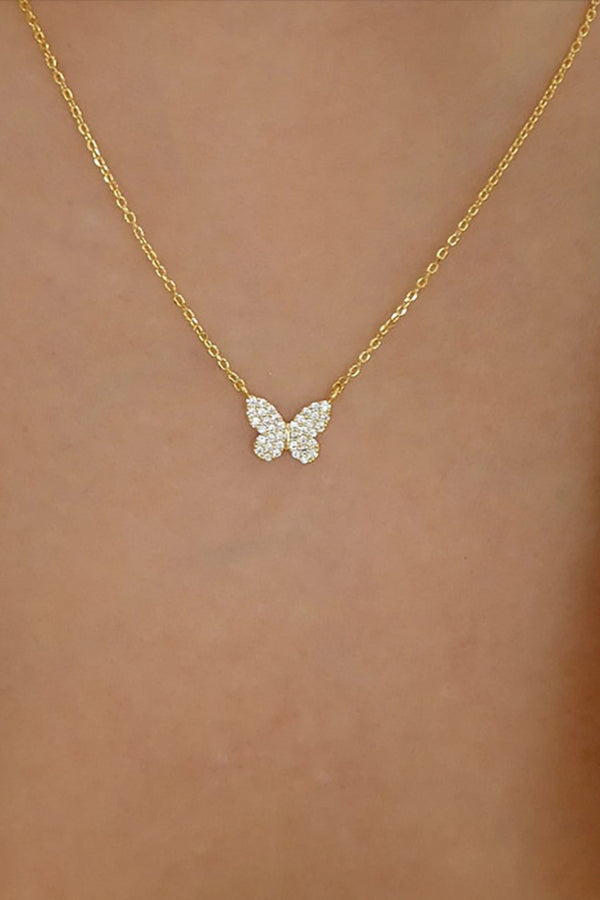Rhinestone Butterfly Pendant Versatile Fashionable Necklace
