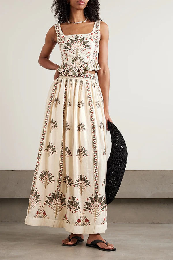 Palmilla Botanical Peplum Linen Matching Set