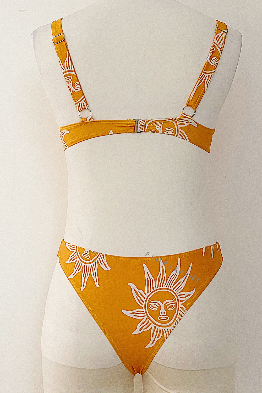 Mustard Sun Print Underwire Balconette Bikini Top