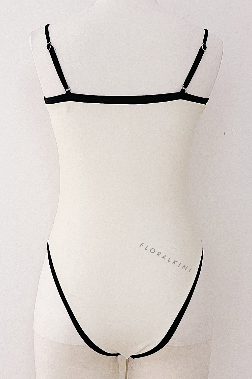 Colorblock Contrast Trim High Rise One Piece Swimsuit - Cream