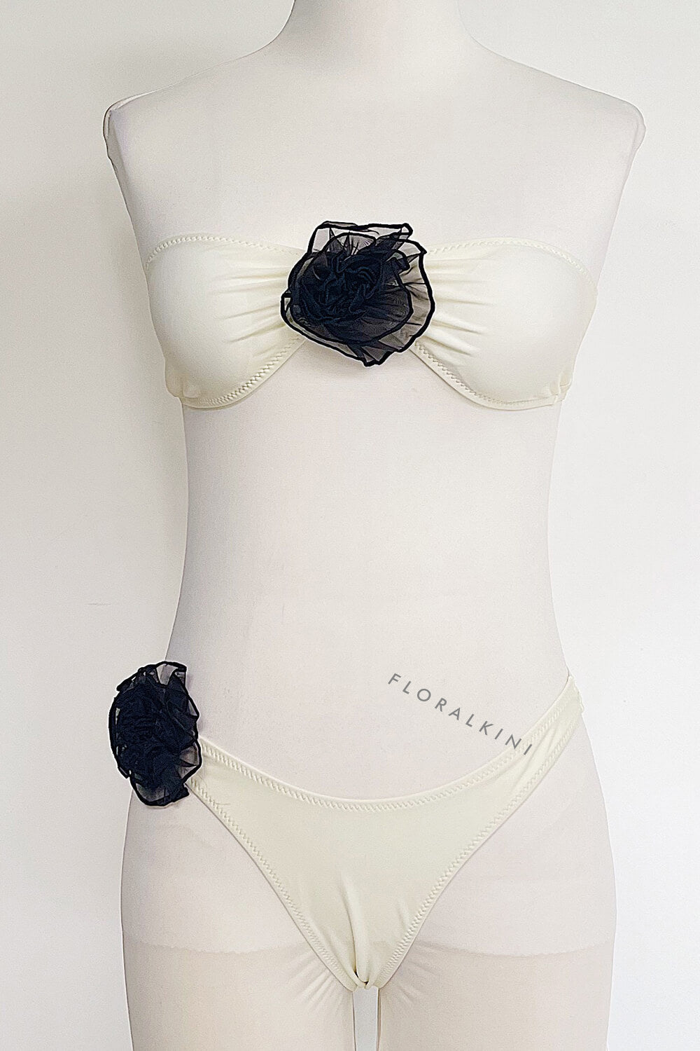 Rosette Bandeau High Waisted Bikini Set