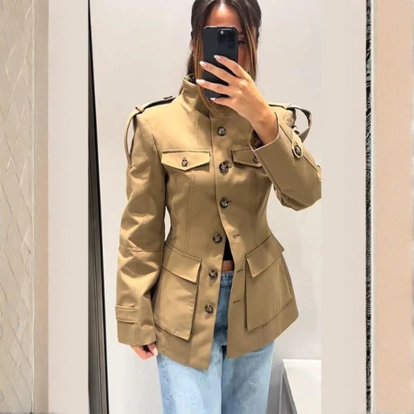The Savanna Stand-Collar Utility Trench Coat