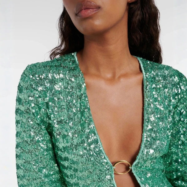 The Riviera Ring-Front Sequin Mini Dress