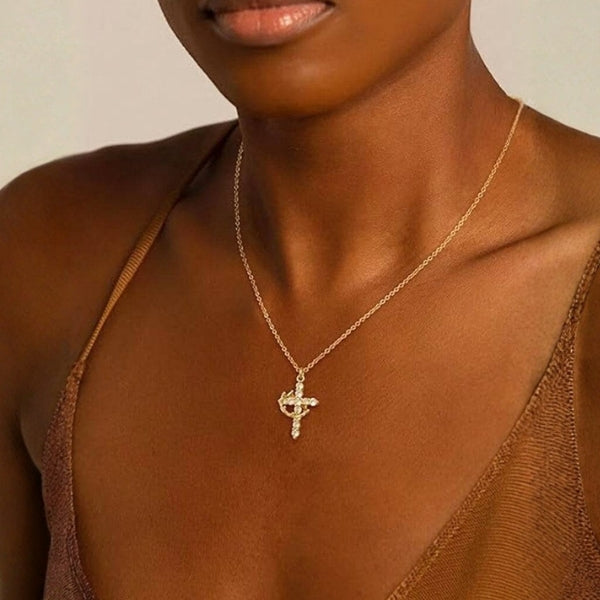 The Verona Crystal Cross Pendant Necklace