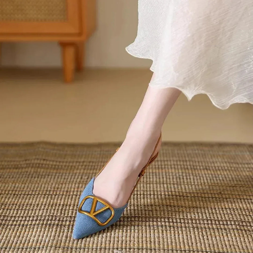 The Riviera Buckle Slingback Heels